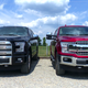 A 2017 F-150 Platinum on the left, a 2018 F-150 XLT on the right.